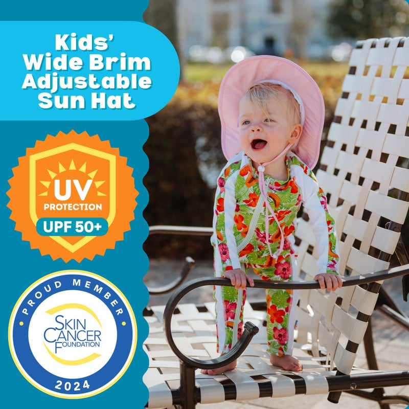 SwimZip Wide Brim Sun Hat | UPF 50+ Protection for Baby, Toddler, and Kids Pink - Image 2